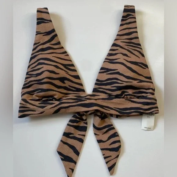 NWT Aerie Tiger Print Bikini Top - Size Small - Picture 1 of 7